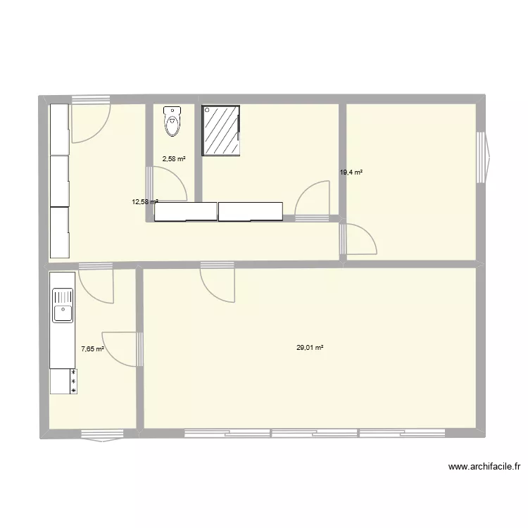 Logement R&eacute;sidence Fontainebleau. Plan de 5  et 71 m²