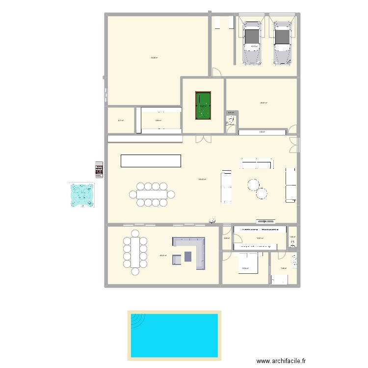 La Graffeuille V4. Plan de 16 pièces et 414 m2