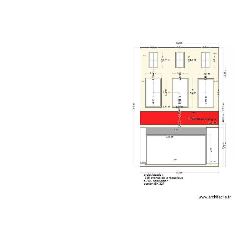 facade-la noue-compl&egrave;te-avant-travaux. Plan de 
