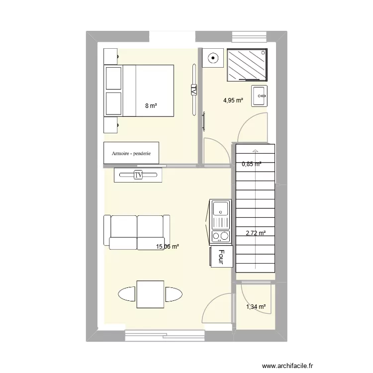 Rez de chauss&eacute;e. Plan de 6  et 33 m²