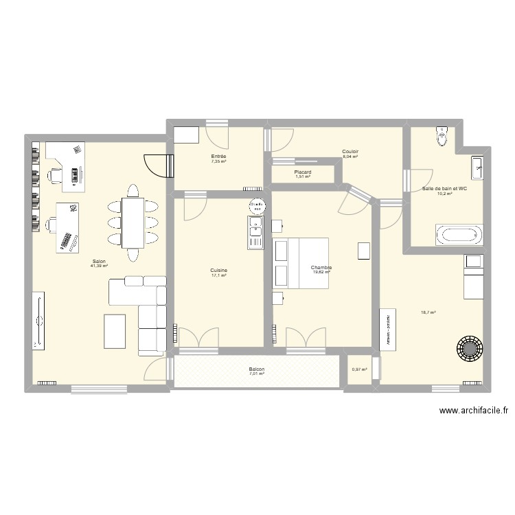 Appart bvdAL. Plan de 10 pièces et 132 m2