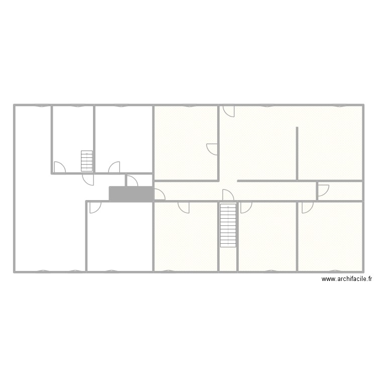 1er étage brut sans nom et superficie V1. Plan de 13 pièces et 286 m2