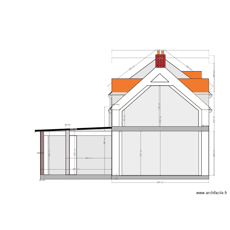 plan projeté coupe ouest. Plan de 0 pièce et 0 m2