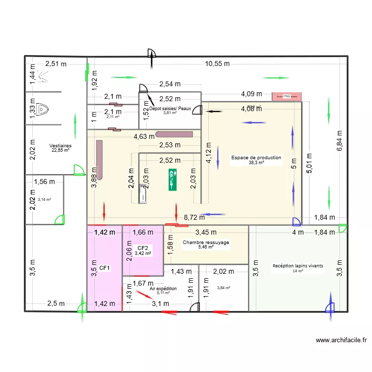 Lapins 2. Plan de 12 pièces et 134 m²