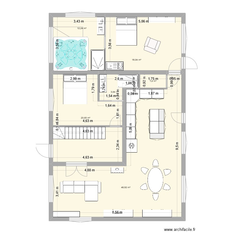 guemps a modifier. Plan de 6 pièces et 108 m2