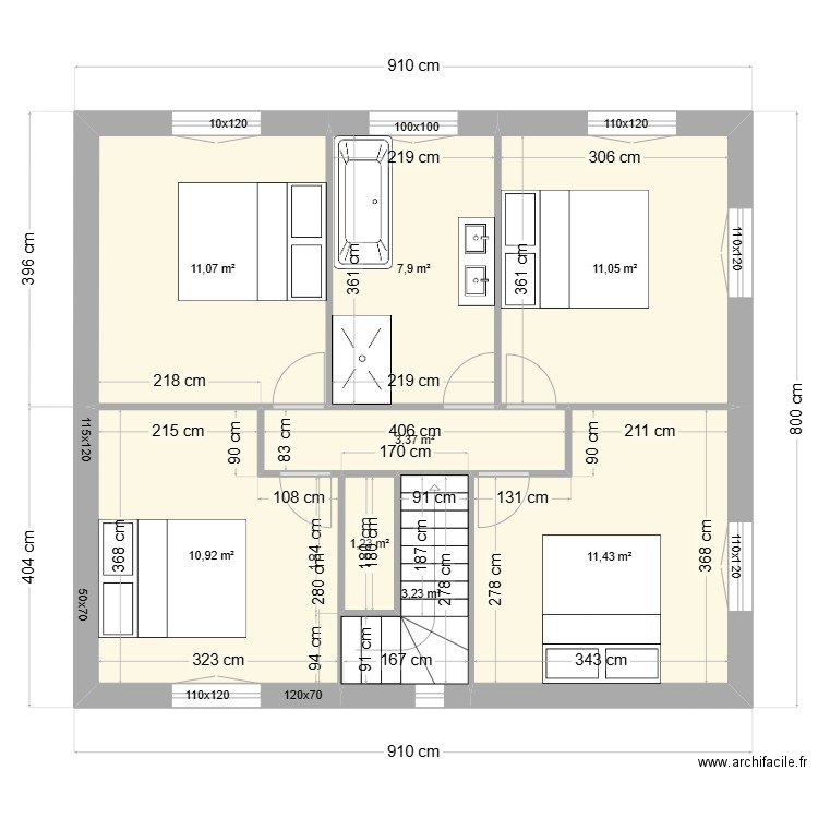 ETAGE DEF JORGE. Plan de 8 pièces et 60 m2