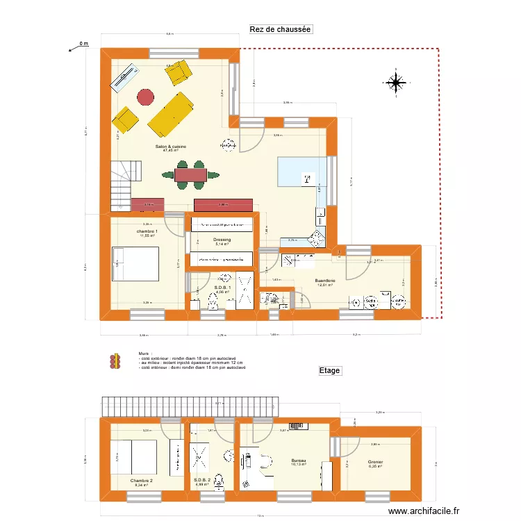 chalet 5. Plan de 10 pièces et 112 m²