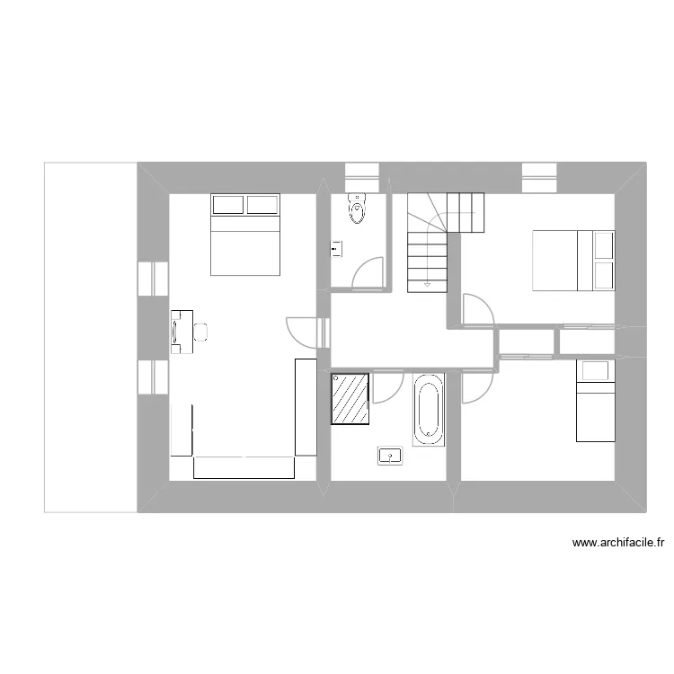 Oc&eacute;ane et Gwen Etage projet 1. Plan de 
