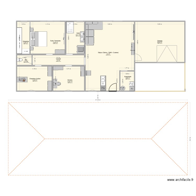 Maison Container V2. Plan de 10 pièces et 140 m2