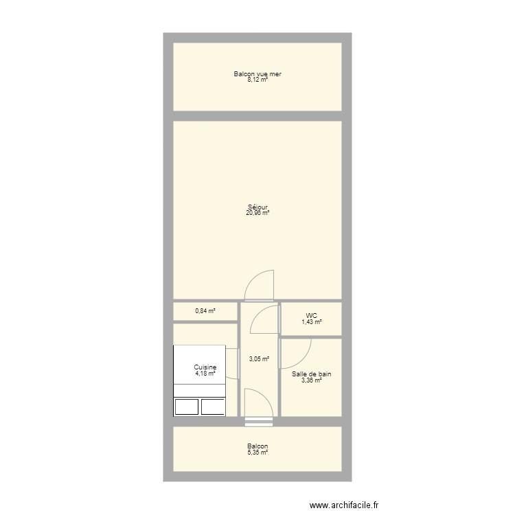 Corse plan actuel 2. Plan de 8 pièces et 47 m2