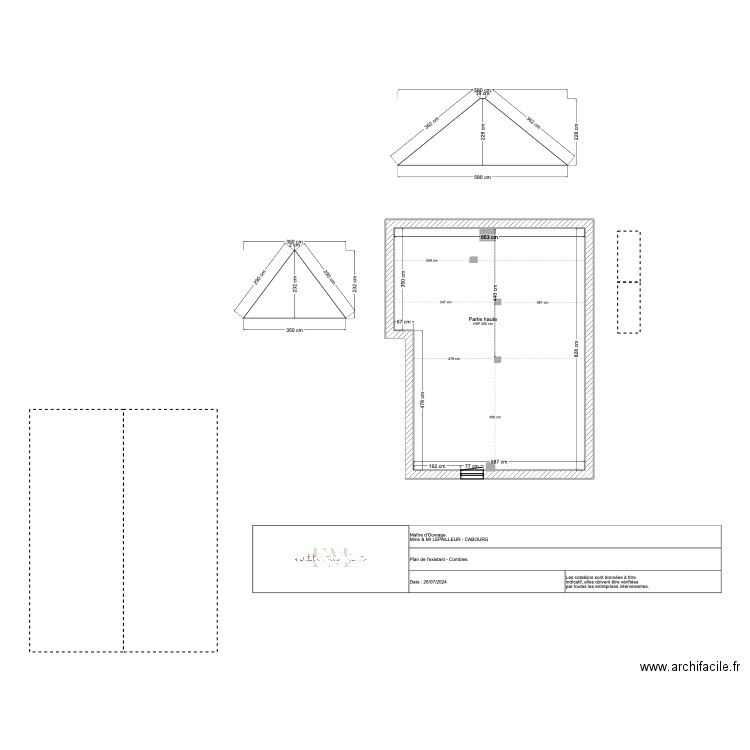 Plan existant combles LEPAILLEUR Cabourg. Plan de 0 pièce et 0 m2