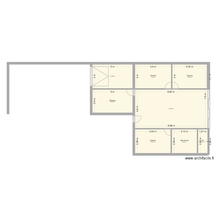 maison 2. Plan de 9 pièces et 126 m2