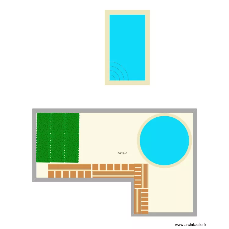 Pisci redonda. Plan de 1 pièce et 58 m²