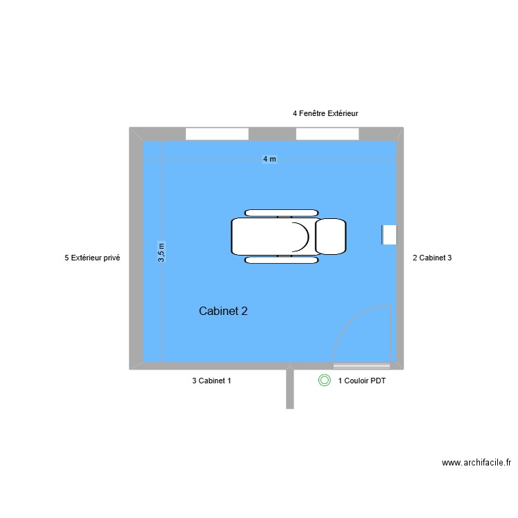 61199 Cabinet 2. Plan de 1 pièce et 14 m2