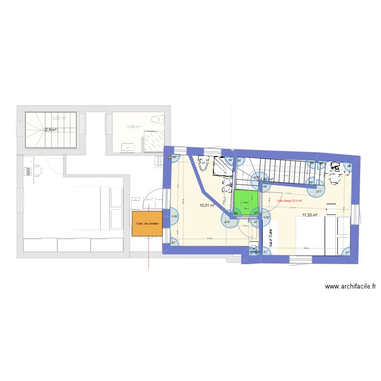 2708 2025. Plan de 7 pièces et 54 m2