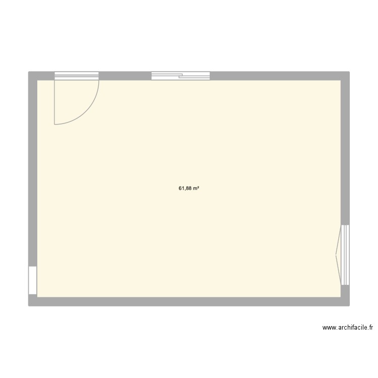 Atelier. Plan de 1 pièce et 62 m2