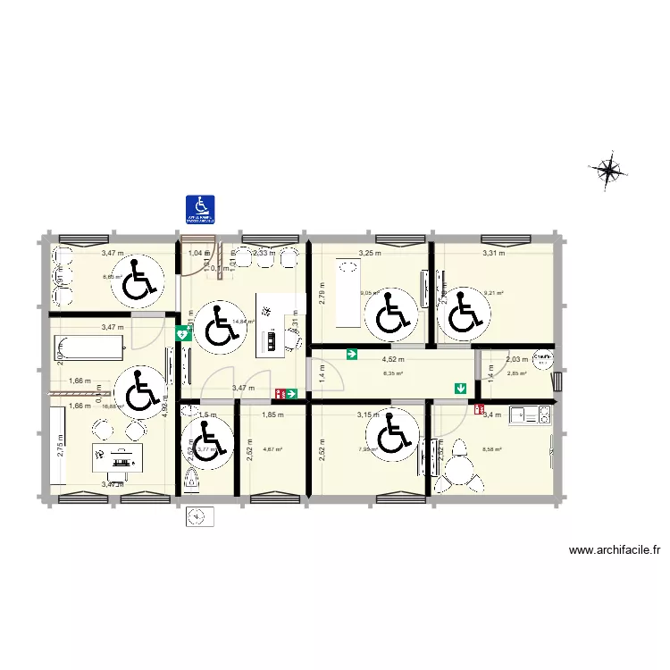 PLAN RDC. Plan de 11  et 91 m²