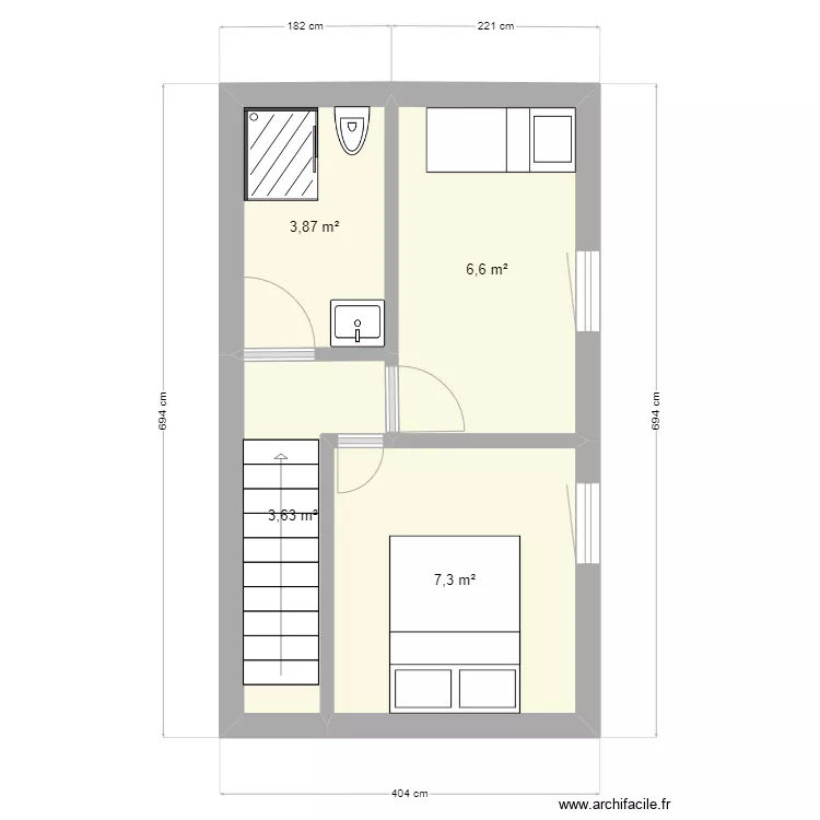 ste marie la mer 2024 V1 etage 2ch. Plan de 