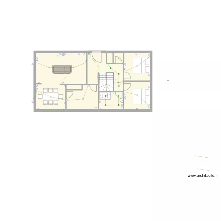 RDC Ruz. Plan de 9  et 84 m²