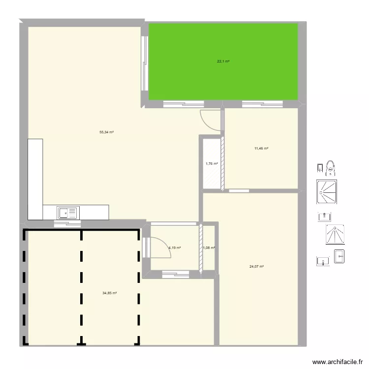 aigrefeuille bis. Plan de 8  et 155 m²