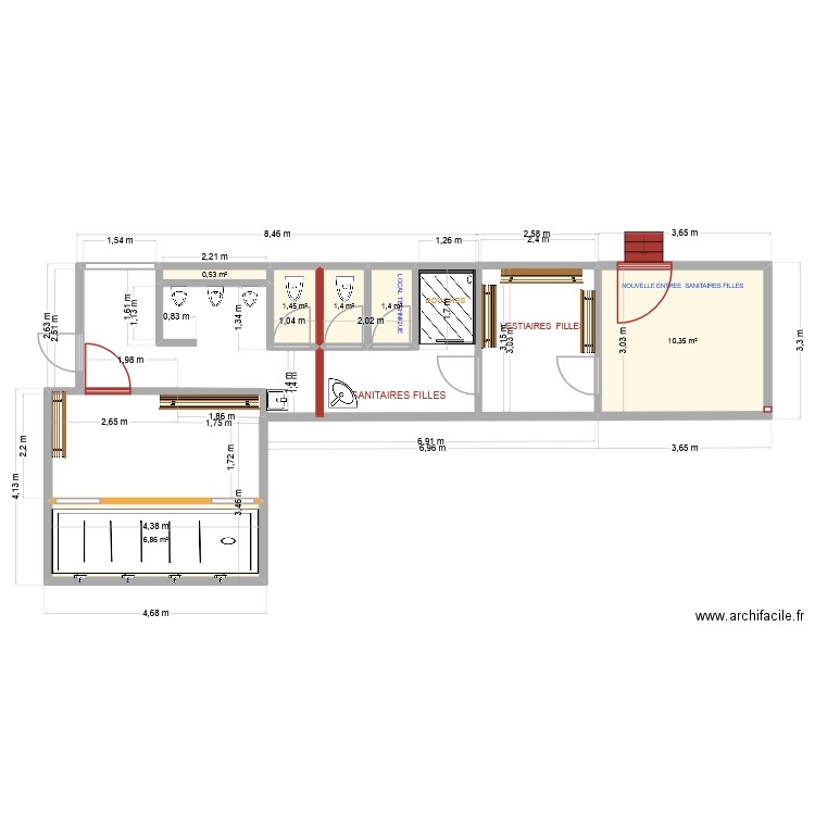 WATELET. Plan de 6 pièces et 22 m2