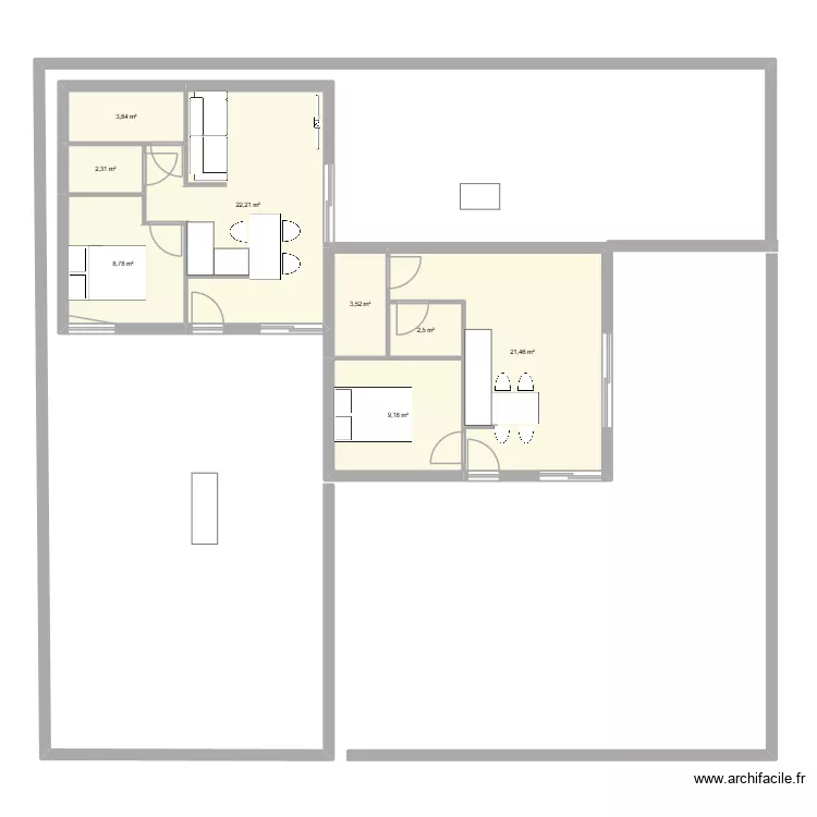 923. Plan de 8  et 74 m²