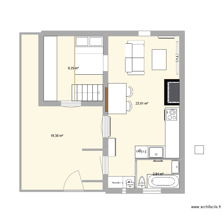 Maison colombes. Plan de 4 pièces et 55 m2