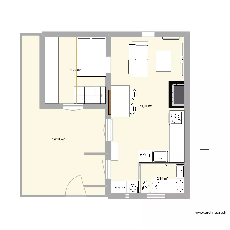 Maison colombes. Plan de 4 pièces et 55 m²