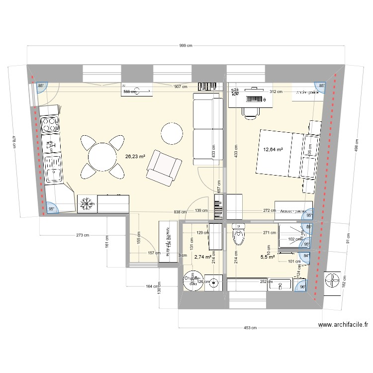 6Tunnel F2 2024-05. Plan de 4 pièces et 47 m2