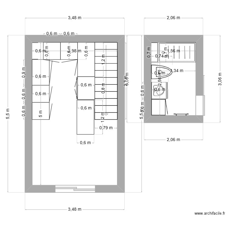 LA LONDE. Plan de 2 pièces et 19 m2
