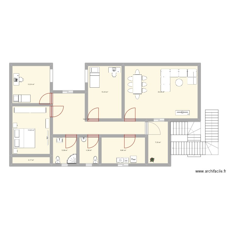 TEST. Plan de 10 pièces et 124 m2