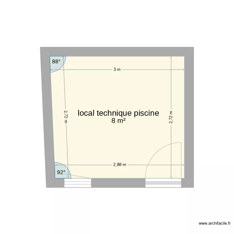 local technique piscine. Plan de 