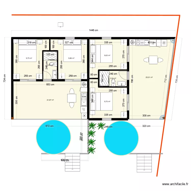 Popotte Marc 2. Plan de 8 pièces et 92 m²