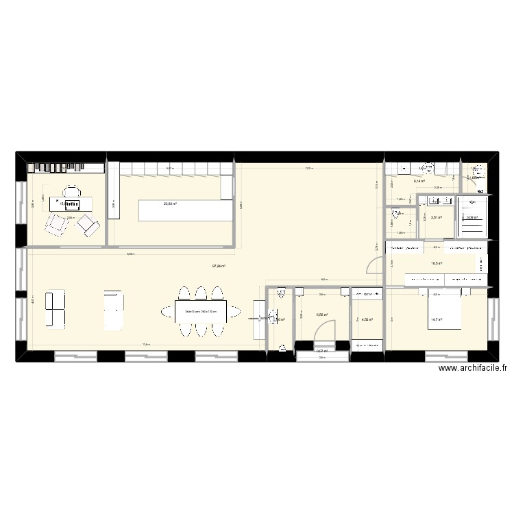 MAISON3. Plan de 13 pièces et 191 m2