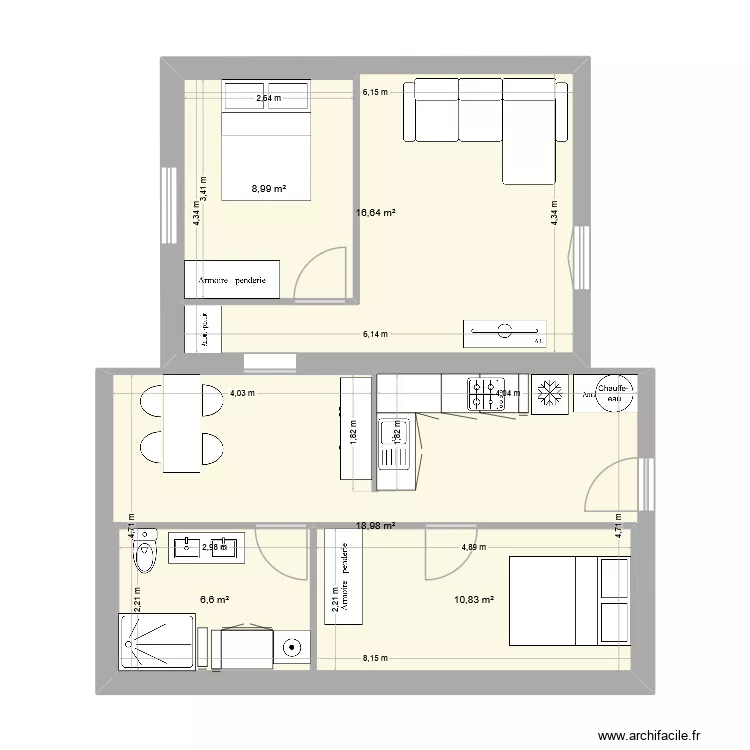 base de l\'atelier + ou -. Plan de 5 et 91 m² base de l\'atelier + ou -. Plan de 5 et 91 m²