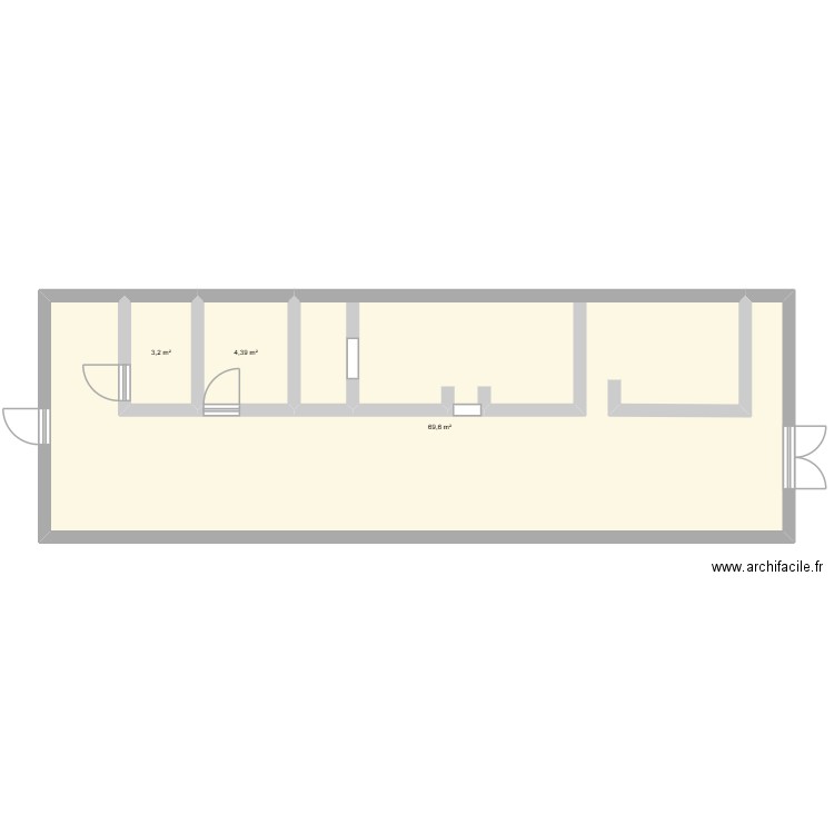 La clazone v1. Plan de 3 pièces et 77 m2