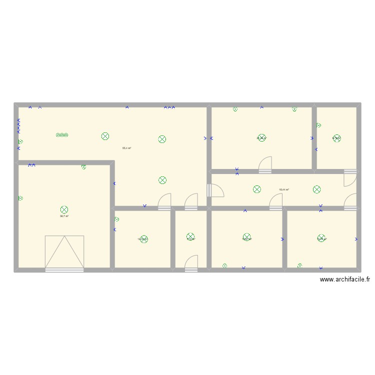 PROJET elec. Plan de 9 pièces et 196 m2