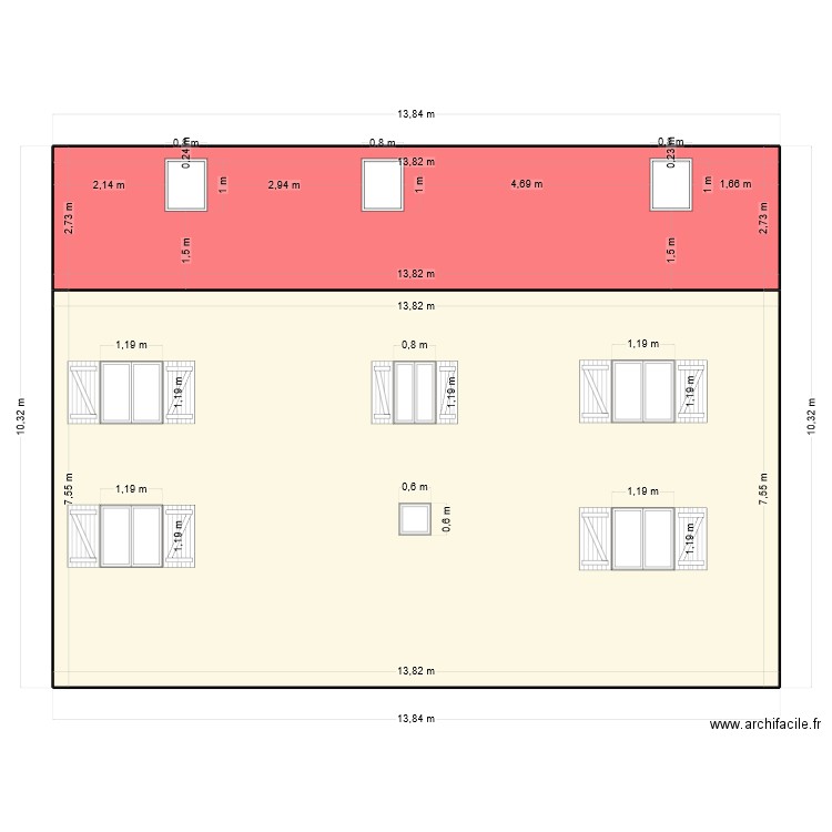 Facade arrière - avant travaux. Plan de 0 pièce et 0 m2