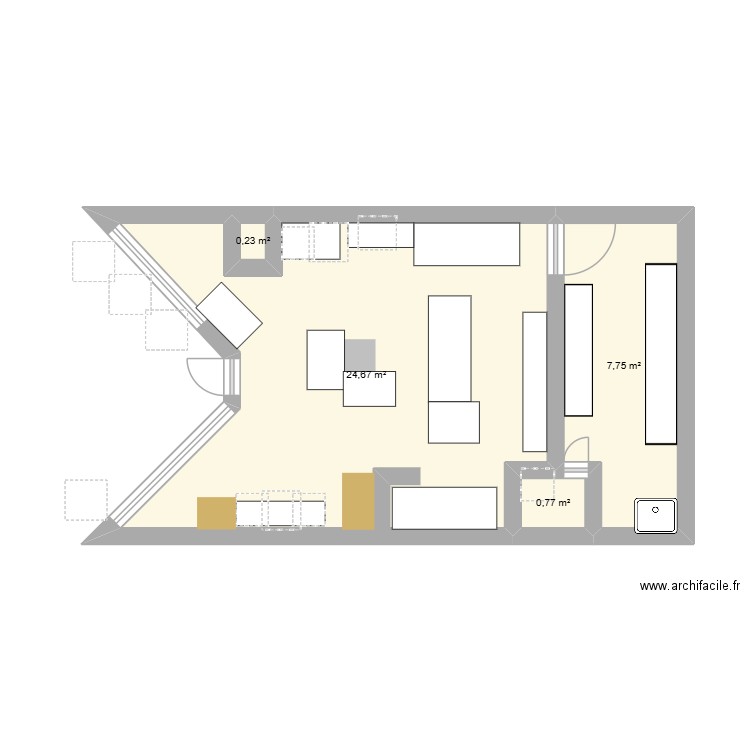 monceau1. Plan de 4 pièces et 33 m2