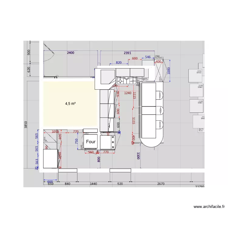 cuisine Troia. Plan de 1 pièce et 5 m²
