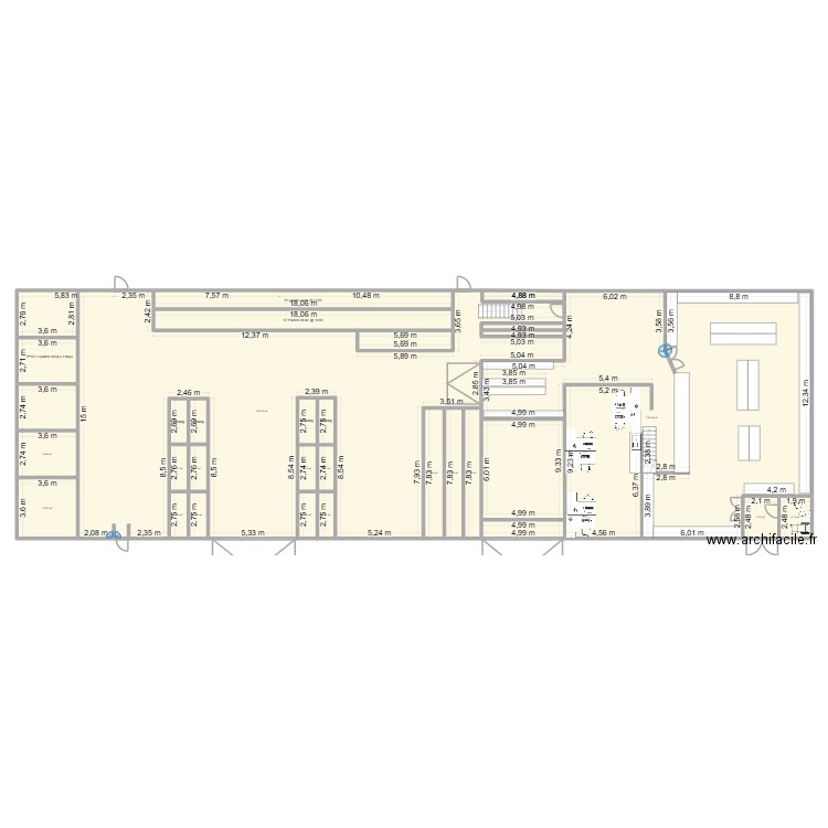 Temp warehouse with shop and offices / 35m x 15m warehouse not completed yet. Plan de 29 pièces et 693 m2