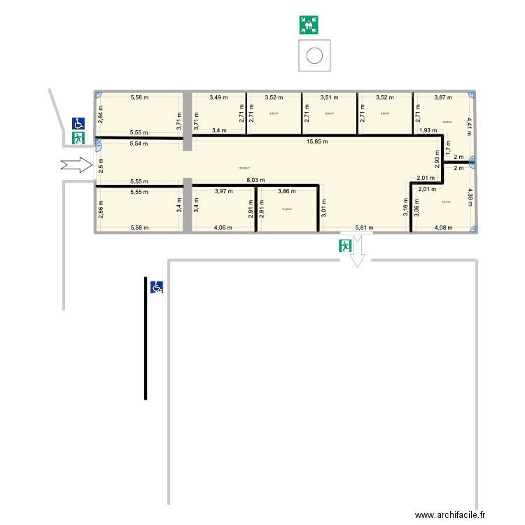 RMA Chapiteau. Plan de 1 pièce et 208 m2
