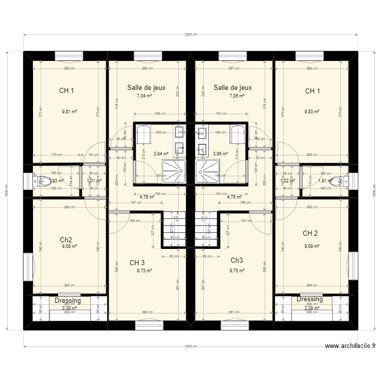 plan de masse etage quissac. Plan de 18 pièces et 99 m2