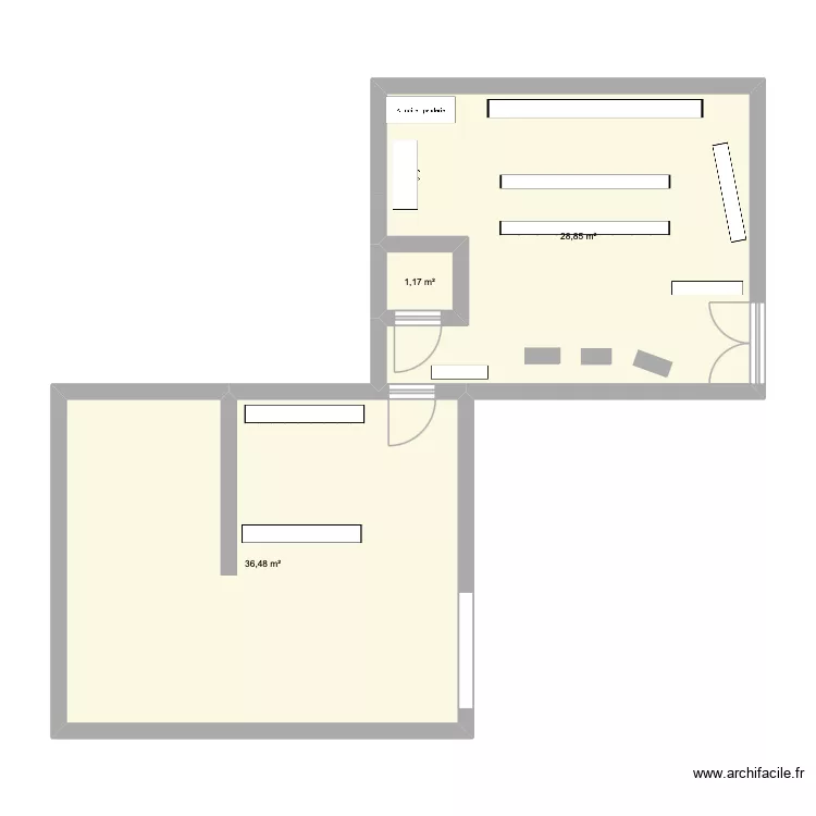 decibois. Plan de 3  et 67 m²