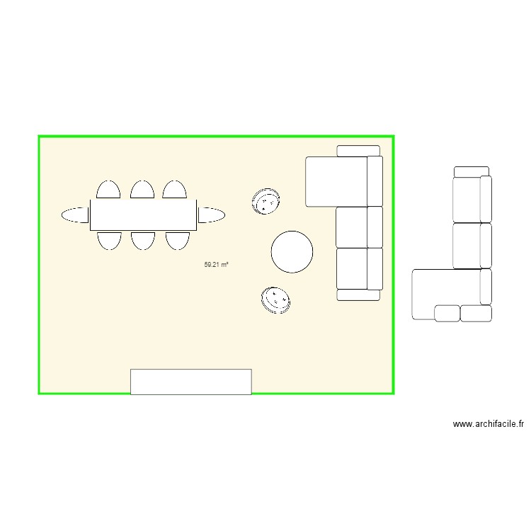 terrasse maison. Plan de 1 pièce et 59 m2