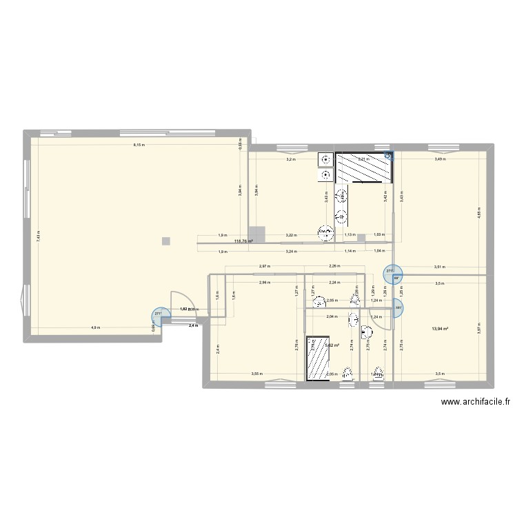 Appartenew. Plan de 3 pièces et 138 m2