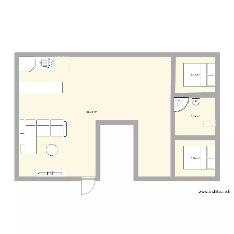 appart. Plan de 4  et 72 m²