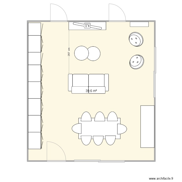 florent 2024. Plan de 1 pièce et 40 m2