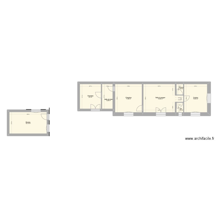 Test. Plan de 8 pièces et 65 m2