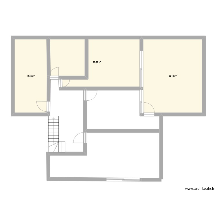 maison. Plan de 3 pièces et 64 m2